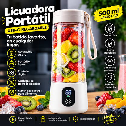 🔥 Licuadora Portátil USB-C Recargable 500ml con Pantalla Digital